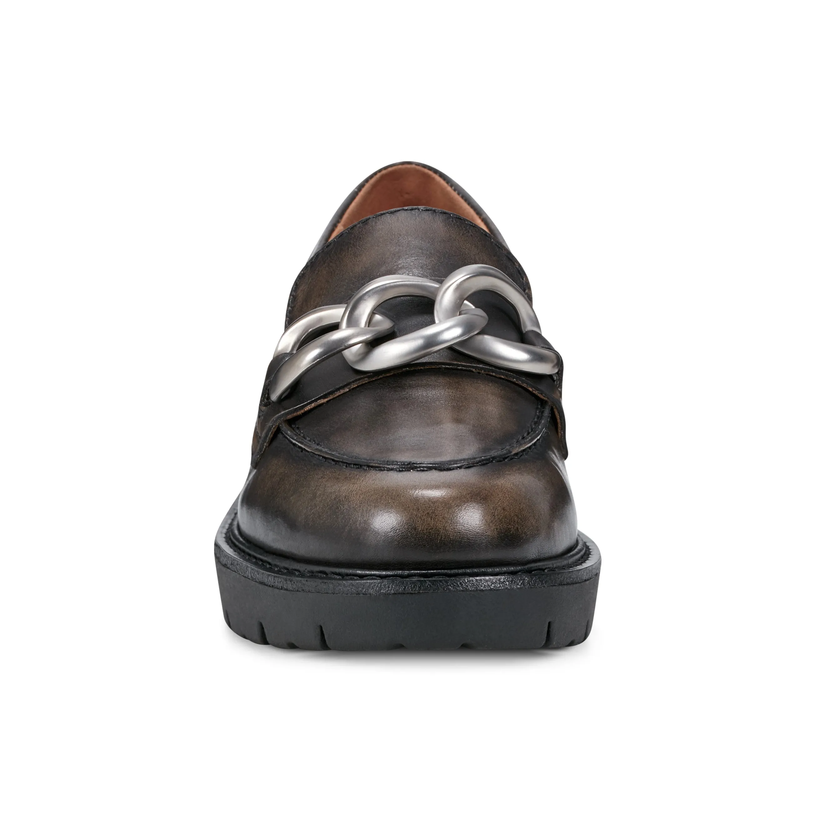 Reinforced Eyelets Zalor Round Toe Lug Sole Casual Slip-on Loafers