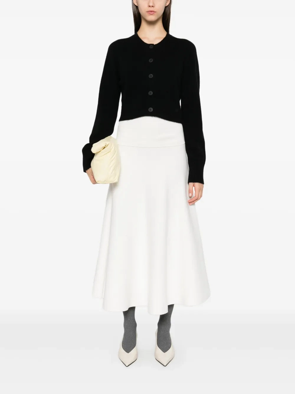 Zephir Cropped Cashmere Cardigan in Black RipstopFabric Metro Mode