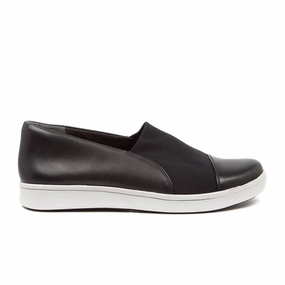 Ziera Duke Slip On (Women) - Black Leather/Neoprene Skin Tone